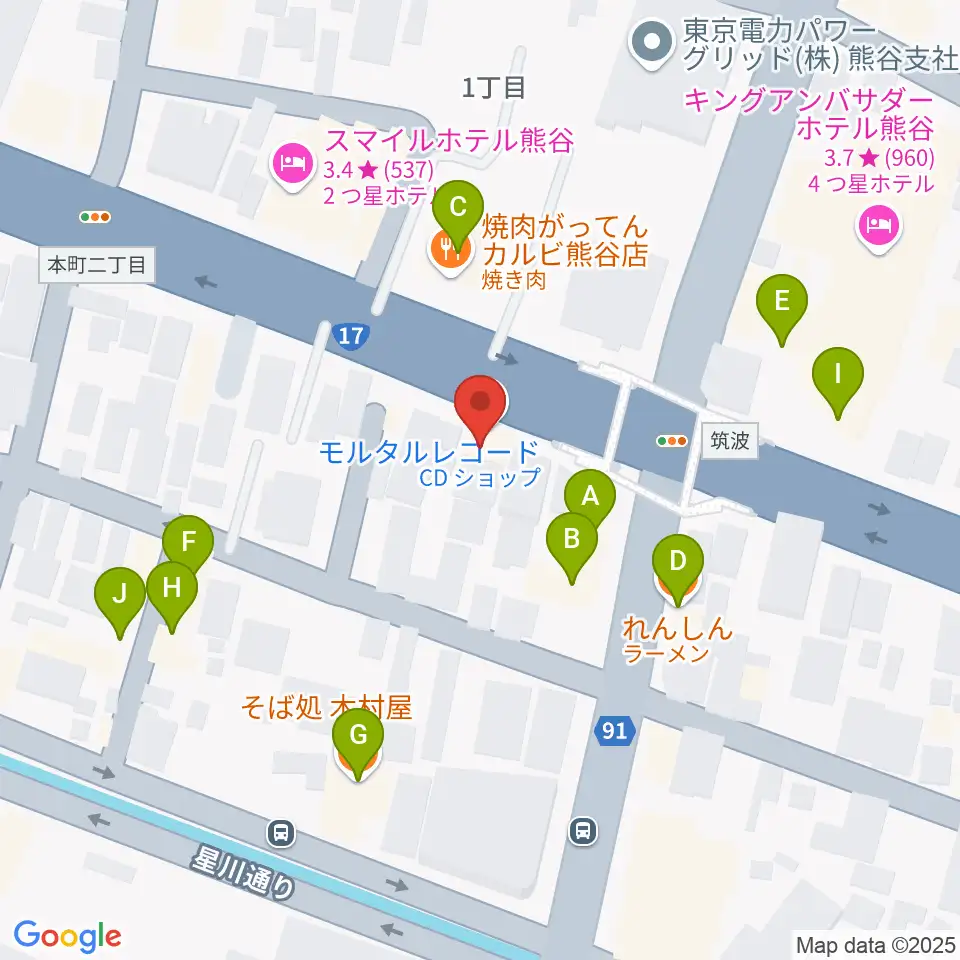 モルタルレコード周辺のファミレス・ファーストフード一覧地図