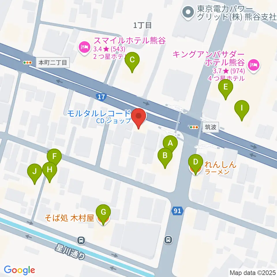 モルタルレコード周辺のファミレス・ファーストフード一覧地図
