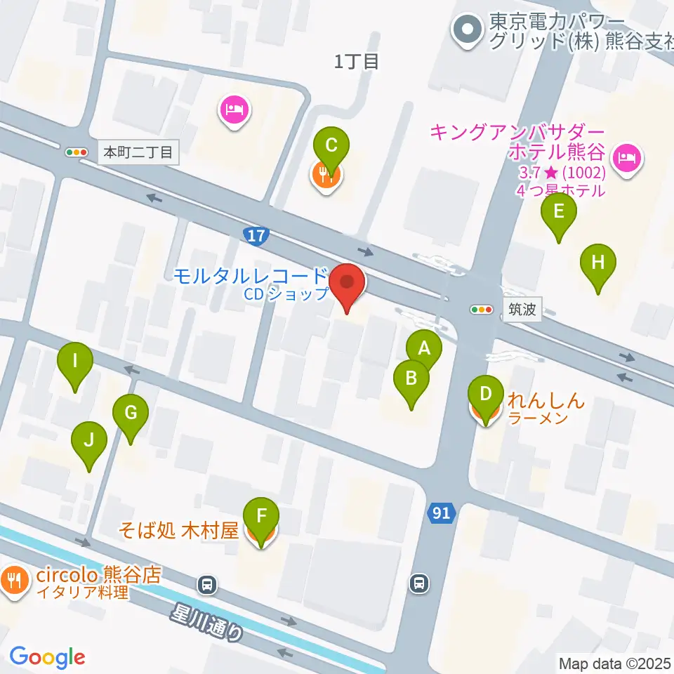 モルタルレコード周辺のファミレス・ファーストフード一覧地図