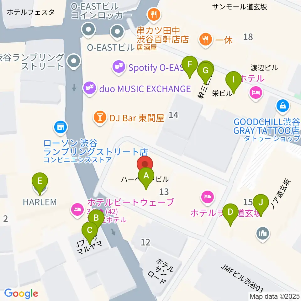 渋谷DESEO周辺のファミレス・ファーストフード一覧地図
