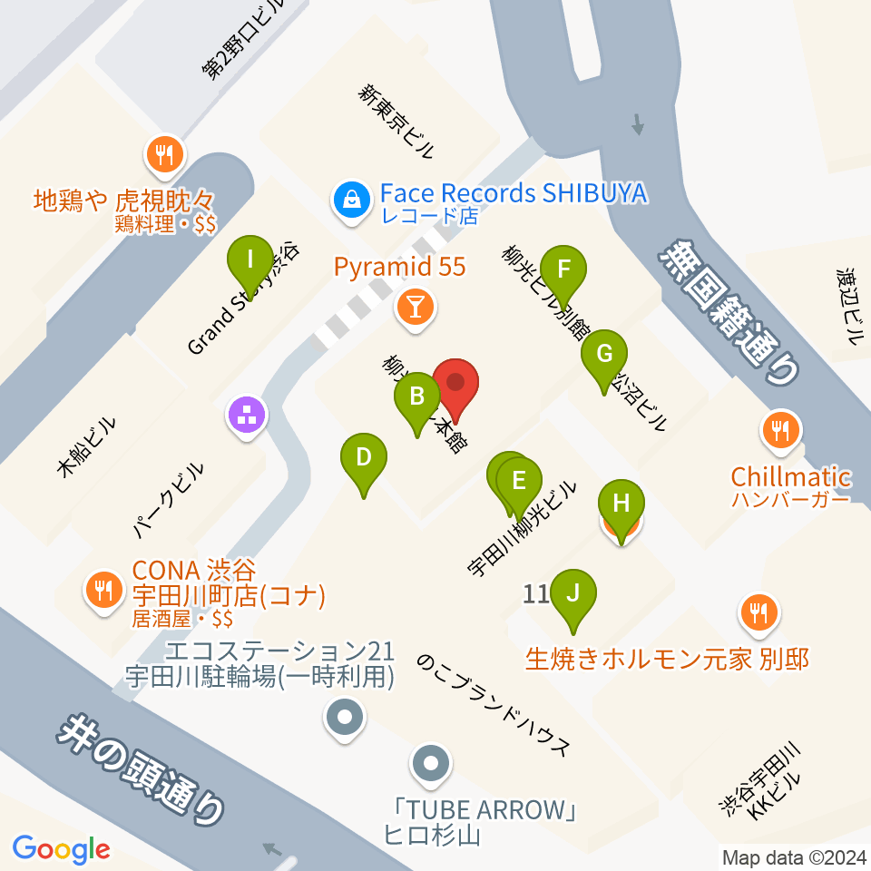 渋谷next records周辺のファミレス・ファーストフード一覧地図