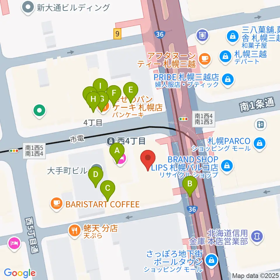ミュージックショップ音楽処周辺のファミレス・ファーストフード一覧地図