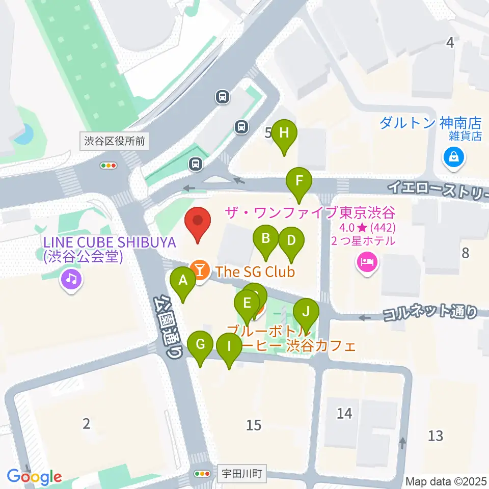 渋谷エッグマン周辺のファミレス・ファーストフード一覧地図