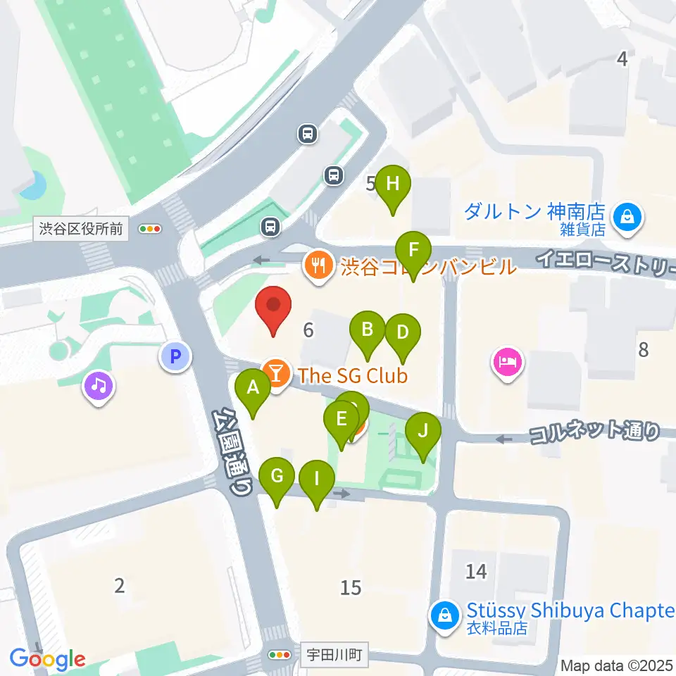 渋谷エッグマン周辺のファミレス・ファーストフード一覧地図