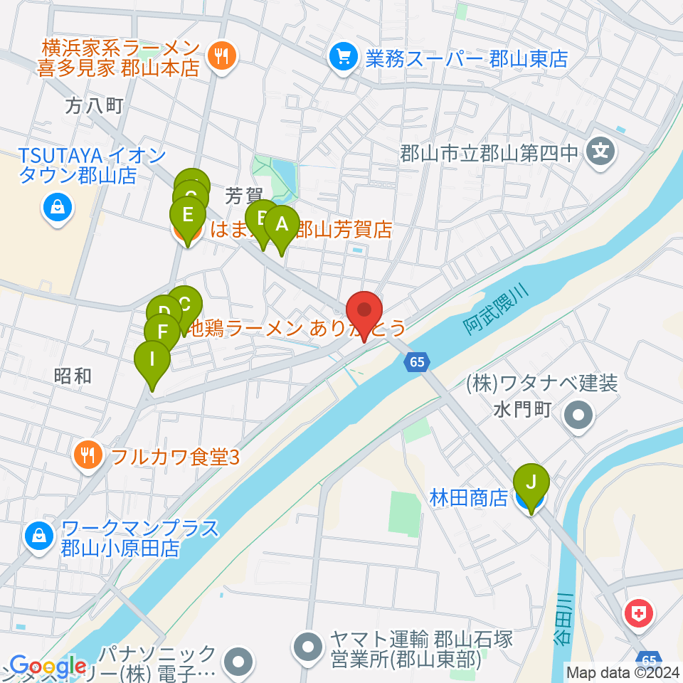 ココビートレコード周辺のファミレス・ファーストフード一覧地図