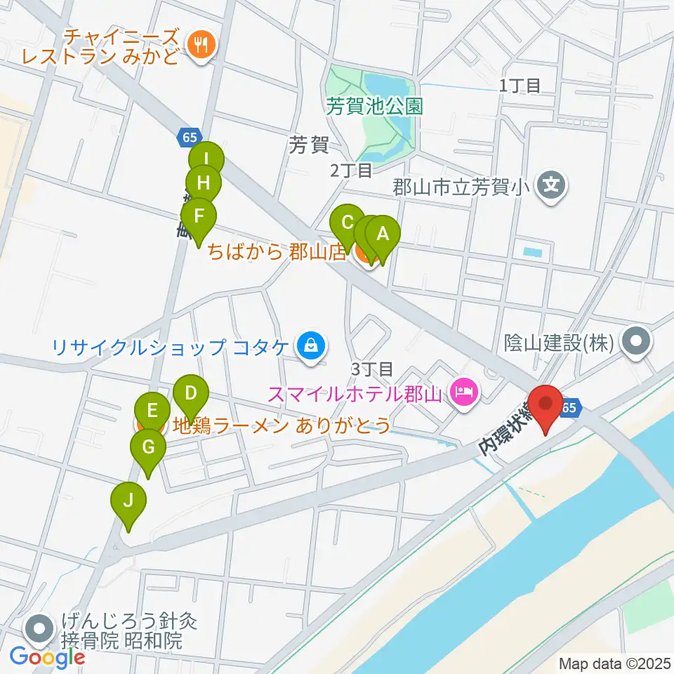 ココビートレコード周辺のファミレス・ファーストフード一覧地図