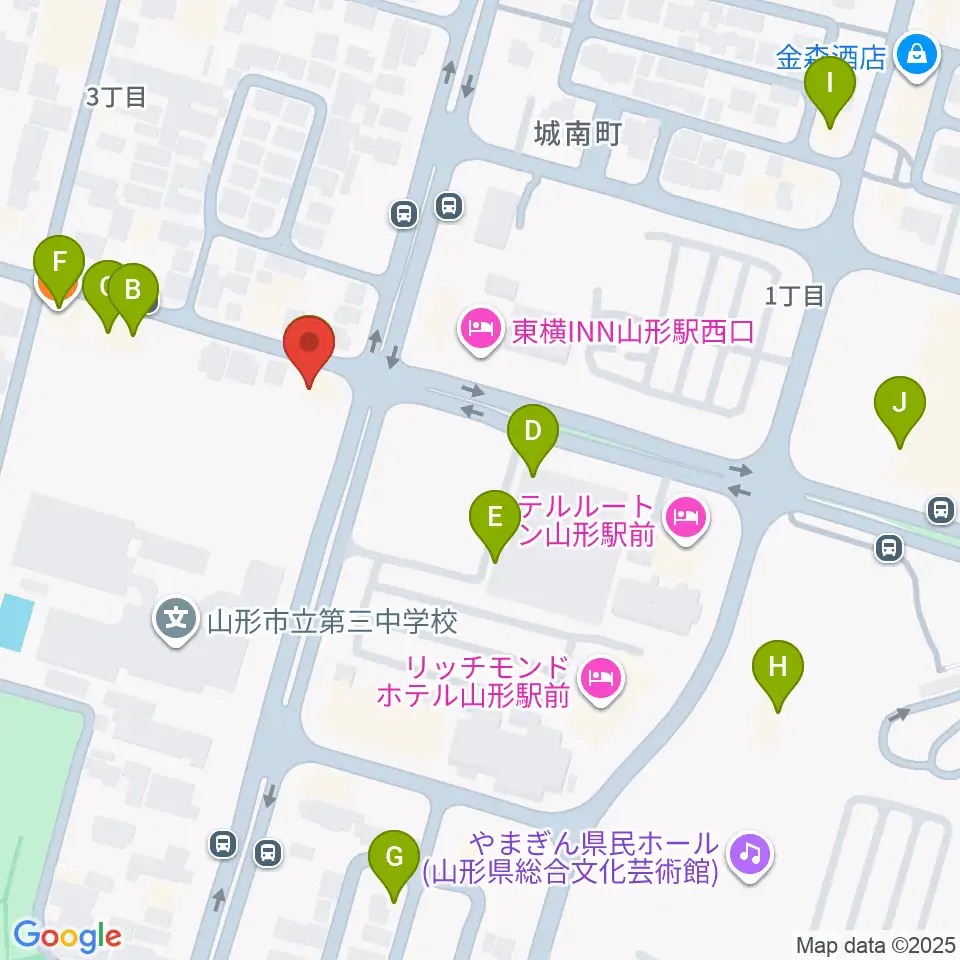 山形RAF-REC周辺のファミレス・ファーストフード一覧地図