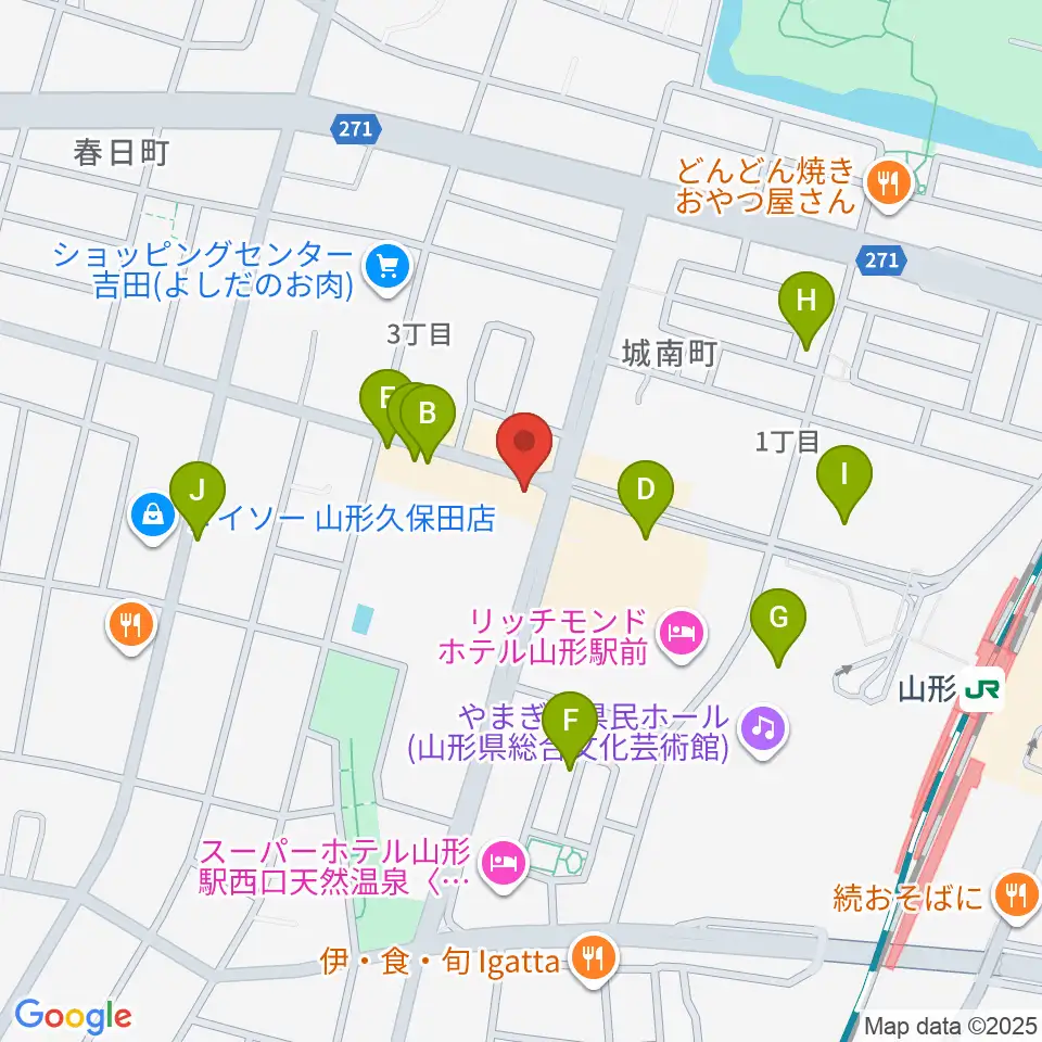 山形RAF-REC周辺のファミレス・ファーストフード一覧地図