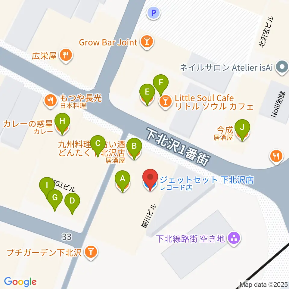 JET SET TOKYO下北沢店周辺のファミレス・ファーストフード一覧地図