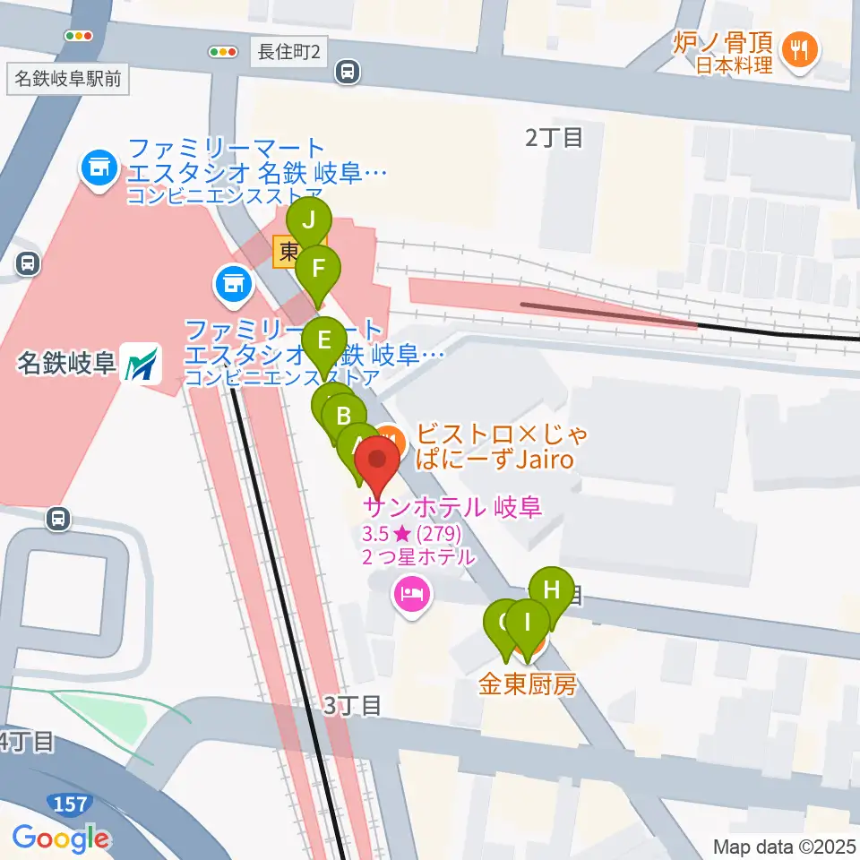 バナナレコード岐阜店周辺のファミレス・ファーストフード一覧地図