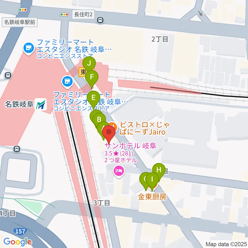 バナナレコード岐阜店周辺のファミレス・ファーストフード一覧地図