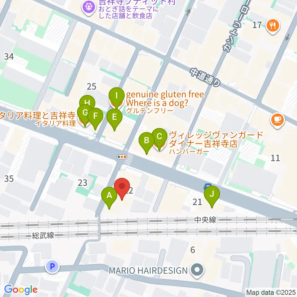 ココナッツディスク吉祥寺店周辺のファミレス・ファーストフード一覧地図
