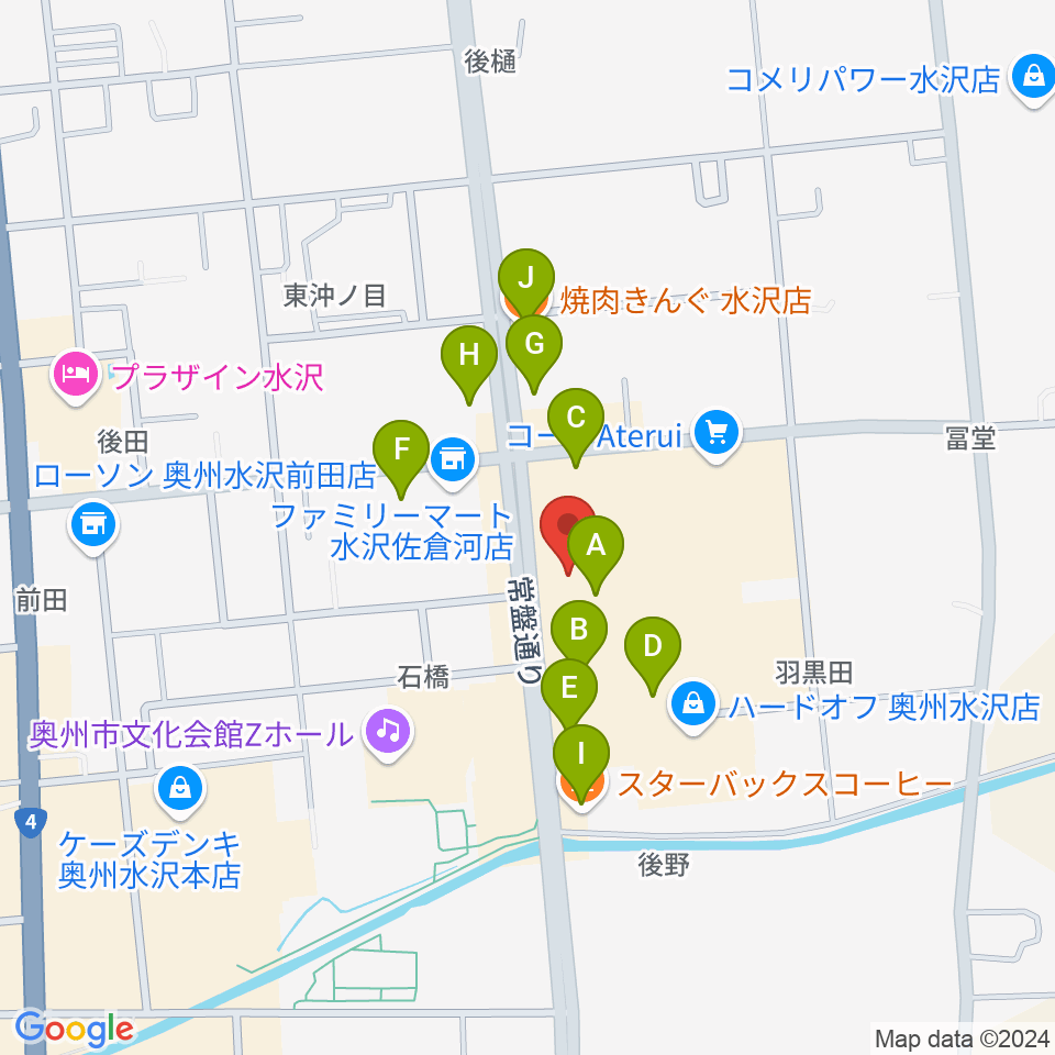 正時堂アテルイセンター周辺のファミレス・ファーストフード一覧地図