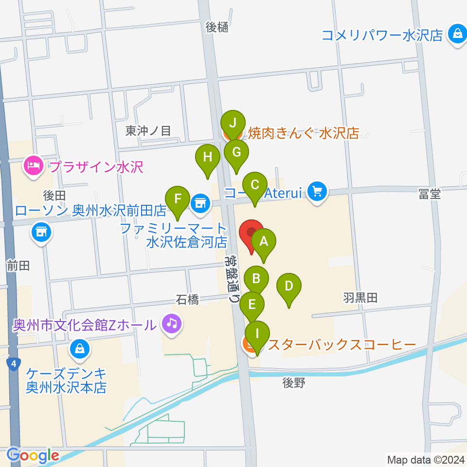 正時堂アテルイセンター周辺のファミレス・ファーストフード一覧地図