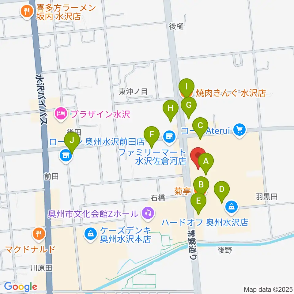 正時堂アテルイセンター周辺のファミレス・ファーストフード一覧地図