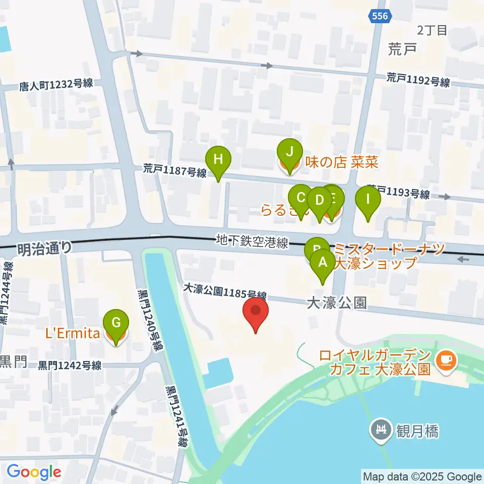 大濠公園能楽堂周辺のファミレス・ファーストフード一覧地図