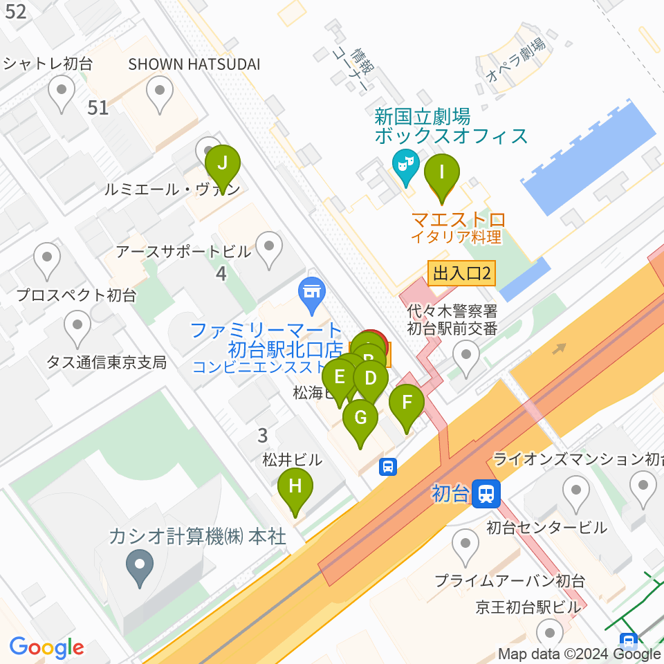 初台DOORS周辺のファミレス・ファーストフード一覧地図