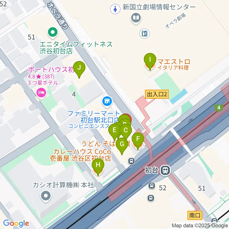 初台DOORS周辺のファミレス・ファーストフード一覧地図
