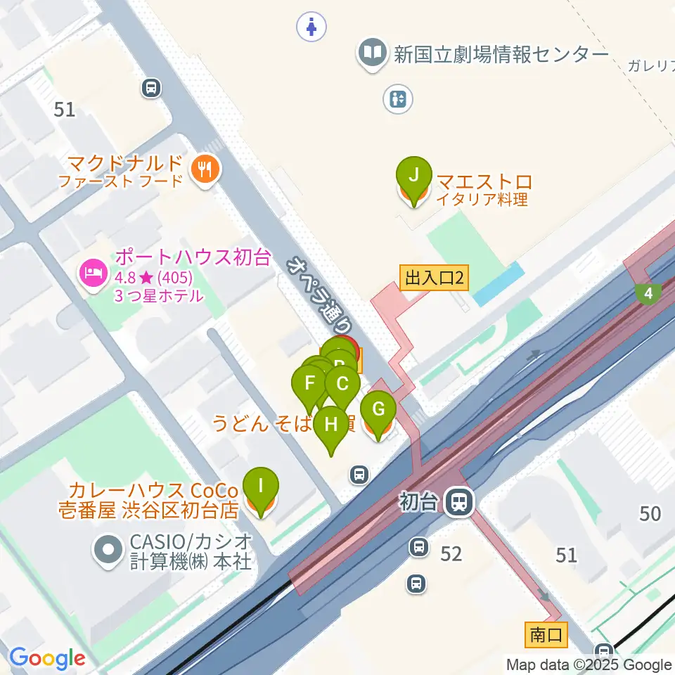 初台DOORS周辺のファミレス・ファーストフード一覧地図