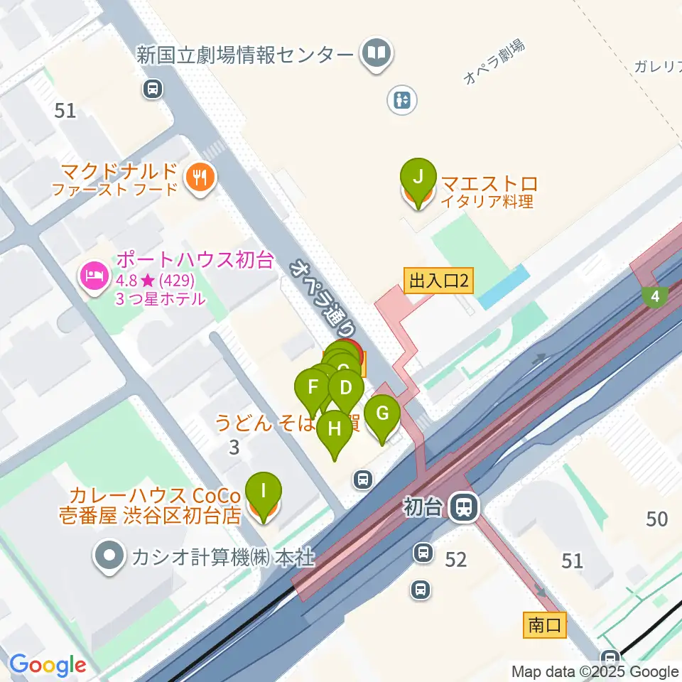 初台DOORS周辺のファミレス・ファーストフード一覧地図