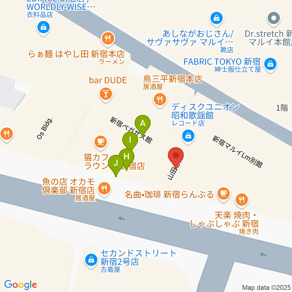 ディスクユニオン新宿周辺のファミレス・ファーストフード一覧地図