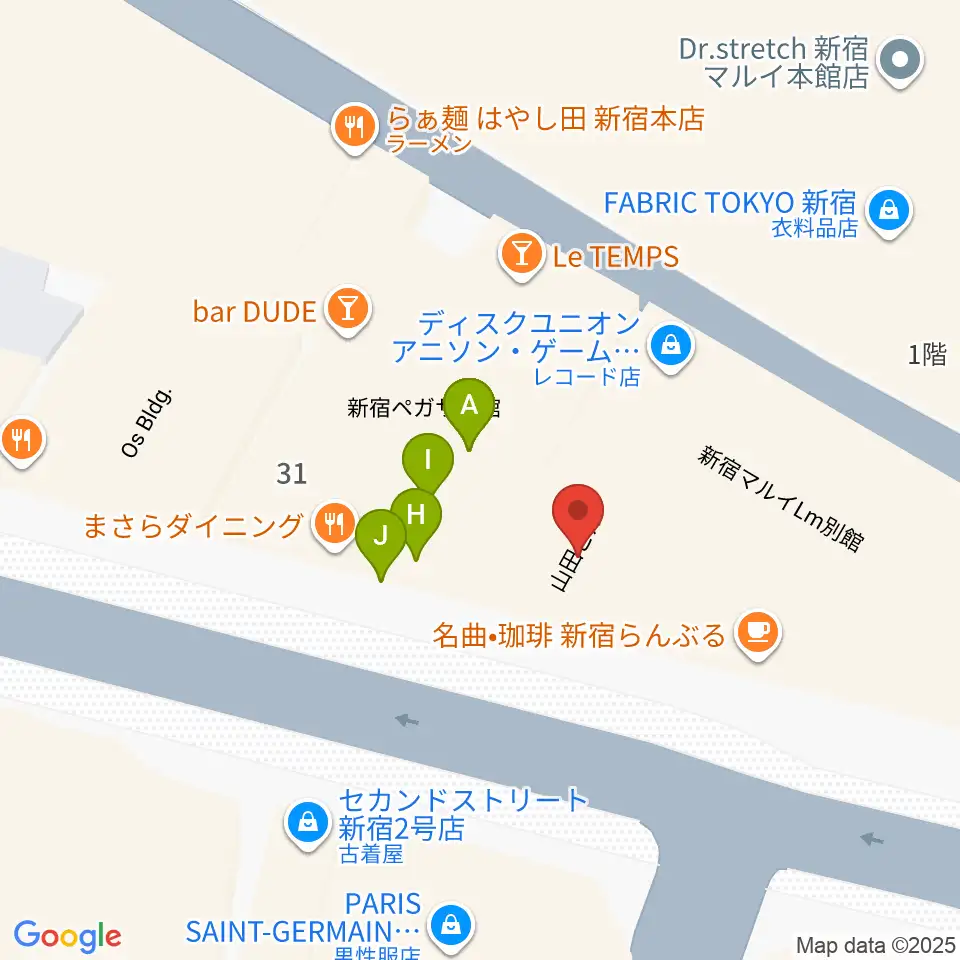 ディスクユニオン新宿周辺のファミレス・ファーストフード一覧地図