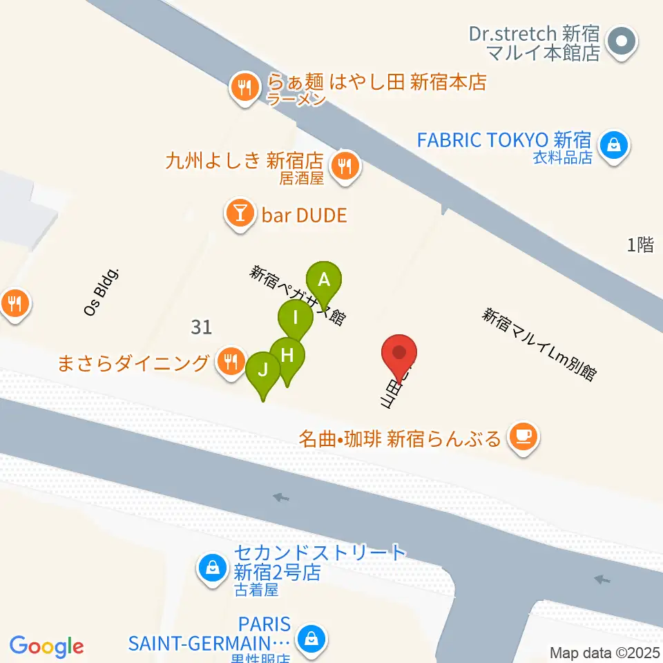 ディスクユニオン新宿周辺のファミレス・ファーストフード一覧地図
