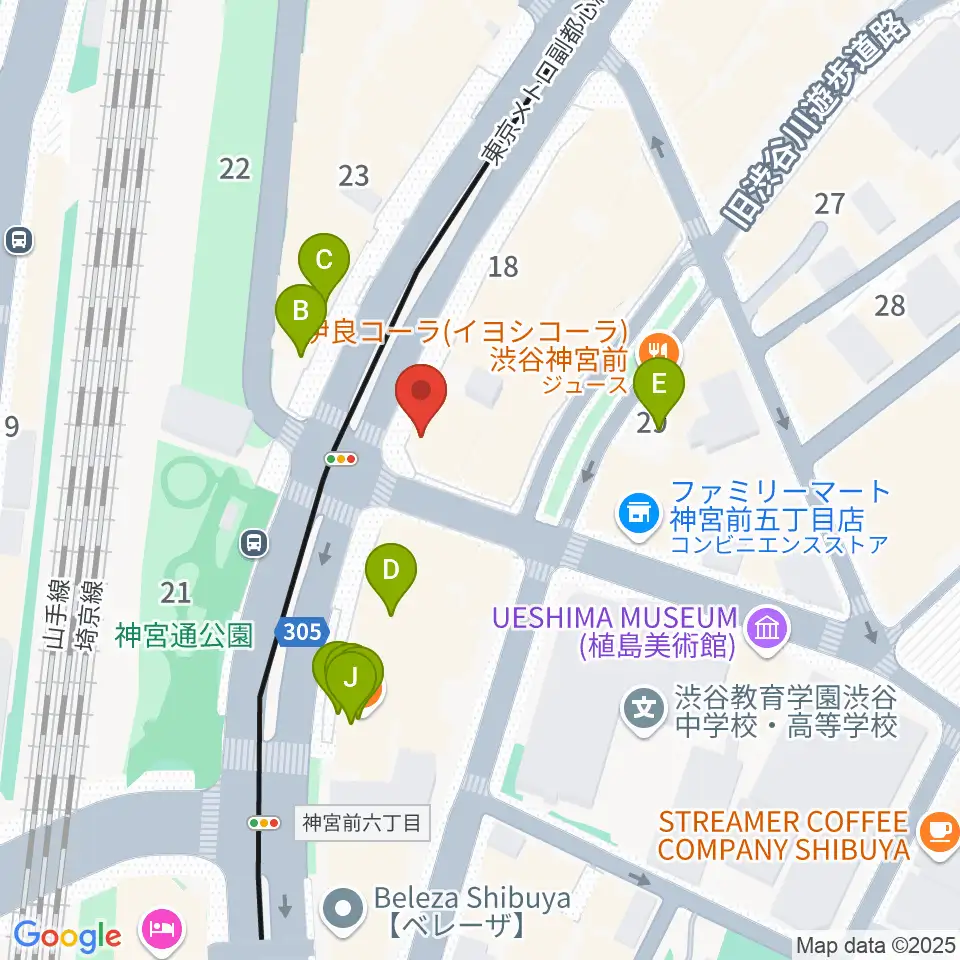 原宿クロコダイル周辺のファミレス・ファーストフード一覧地図