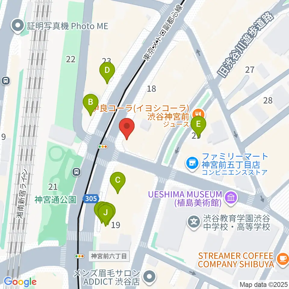 原宿クロコダイル周辺のファミレス・ファーストフード一覧地図