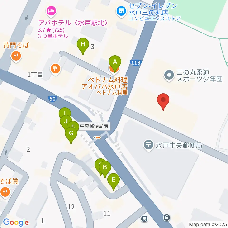 常陽藝文センター周辺のファミレス・ファーストフード一覧地図