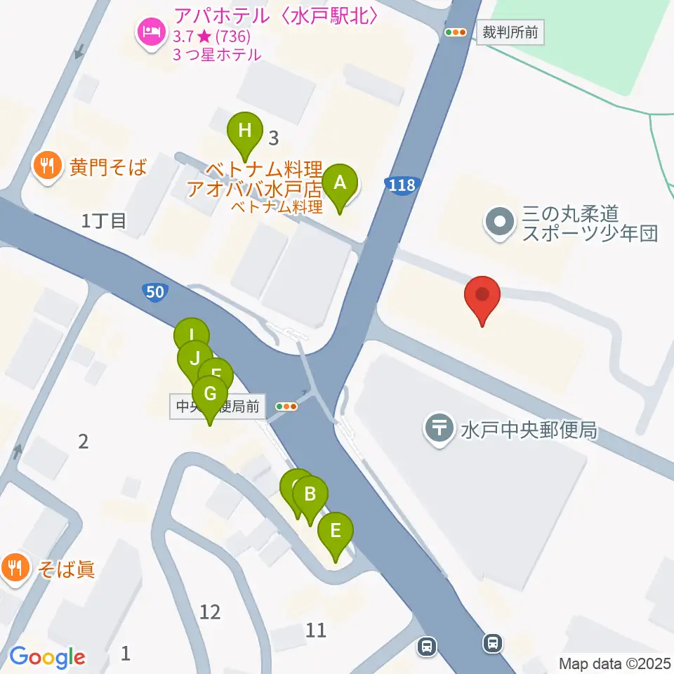 常陽藝文センター周辺のファミレス・ファーストフード一覧地図