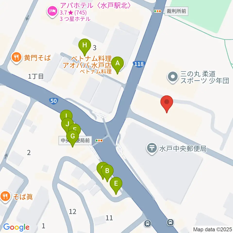 常陽藝文センター周辺のファミレス・ファーストフード一覧地図