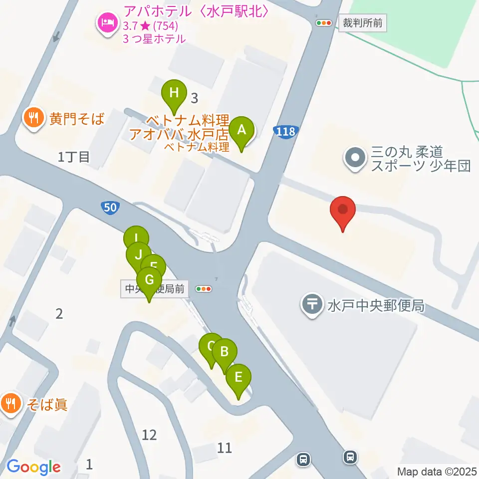 常陽藝文センター周辺のファミレス・ファーストフード一覧地図