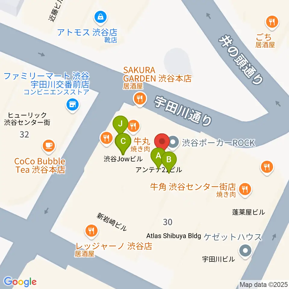 ディスクユニオン渋谷ジャズ/レアグルーヴ館周辺のファミレス・ファーストフード一覧地図