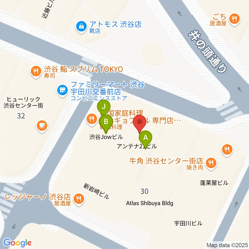 ディスクユニオン渋谷ジャズ/レアグルーヴ館周辺のファミレス・ファーストフード一覧地図