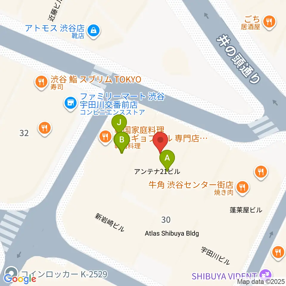 ディスクユニオン渋谷ジャズ/レアグルーヴ館周辺のファミレス・ファーストフード一覧地図
