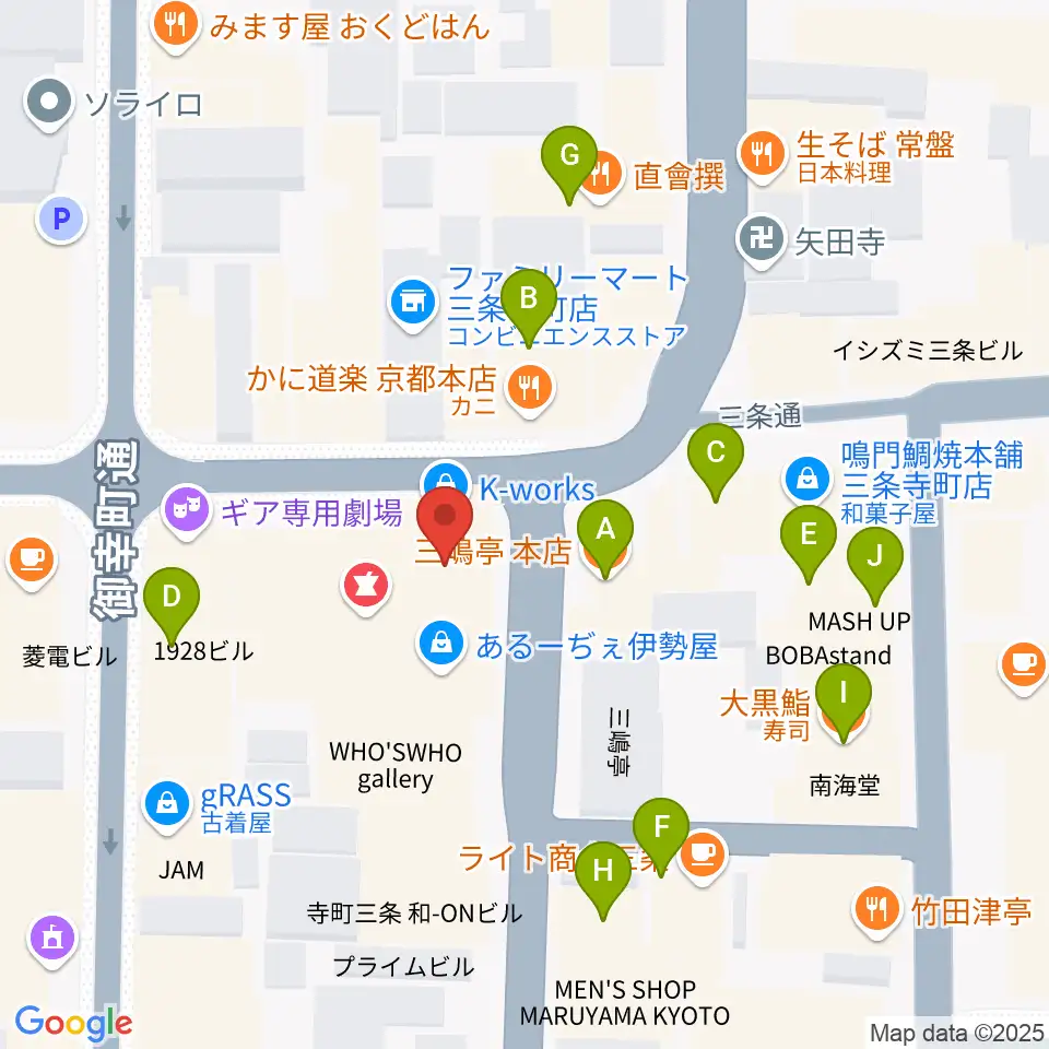 京都HAPPY JACK周辺のファミレス・ファーストフード一覧地図