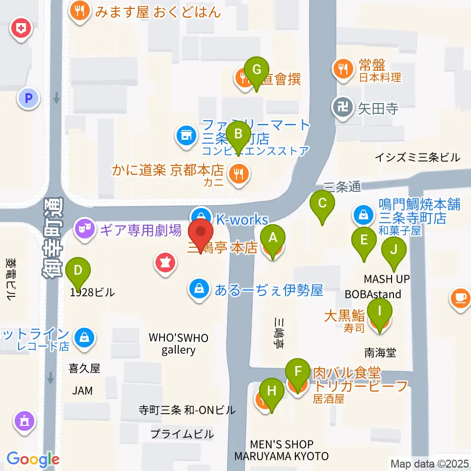 京都HAPPY JACK周辺のファミレス・ファーストフード一覧地図