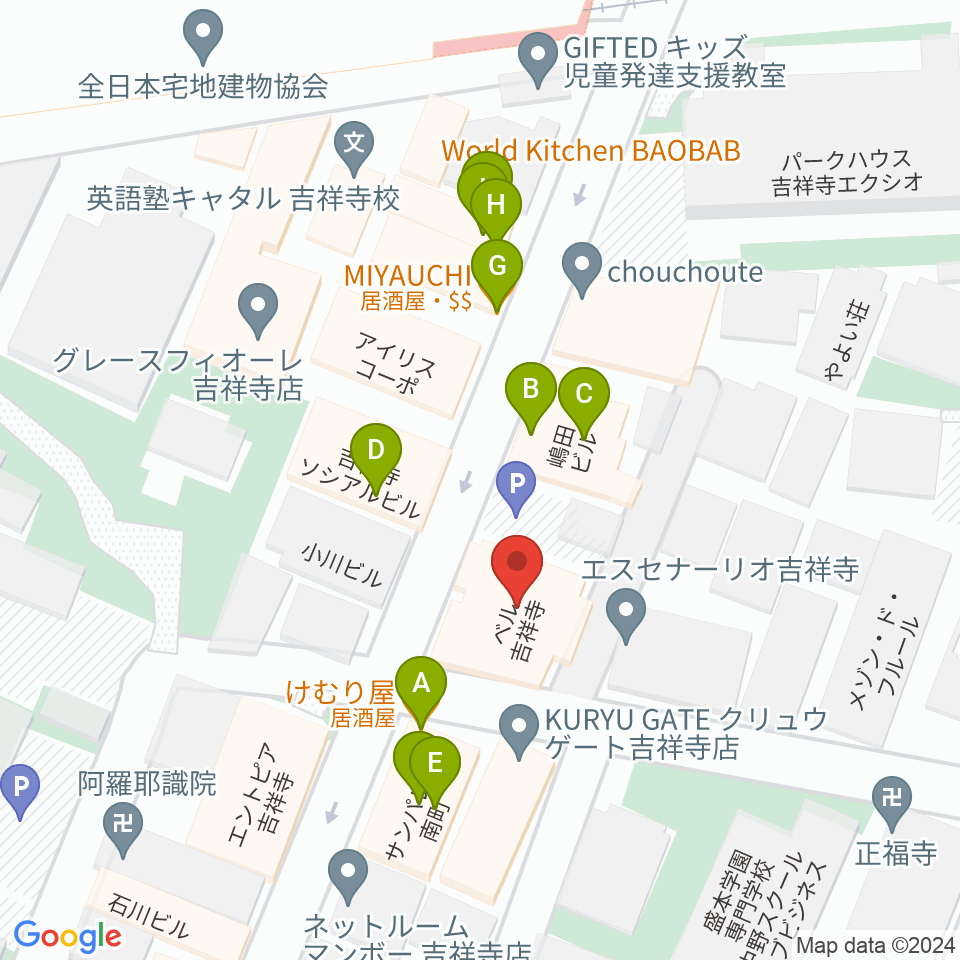 サウンドスタジオキッカ周辺のファミレス・ファーストフード一覧地図