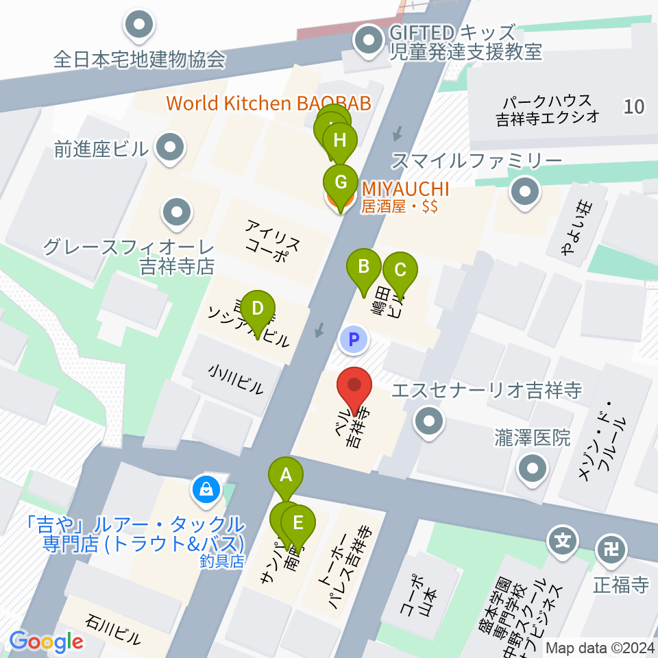 サウンドスタジオキッカ周辺のファミレス・ファーストフード一覧地図