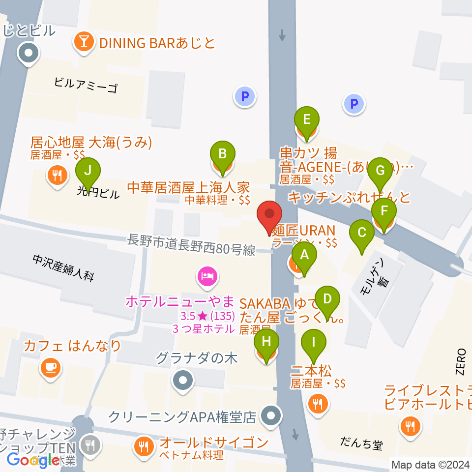 インディア・ザ・ロック周辺のファミレス・ファーストフード一覧地図