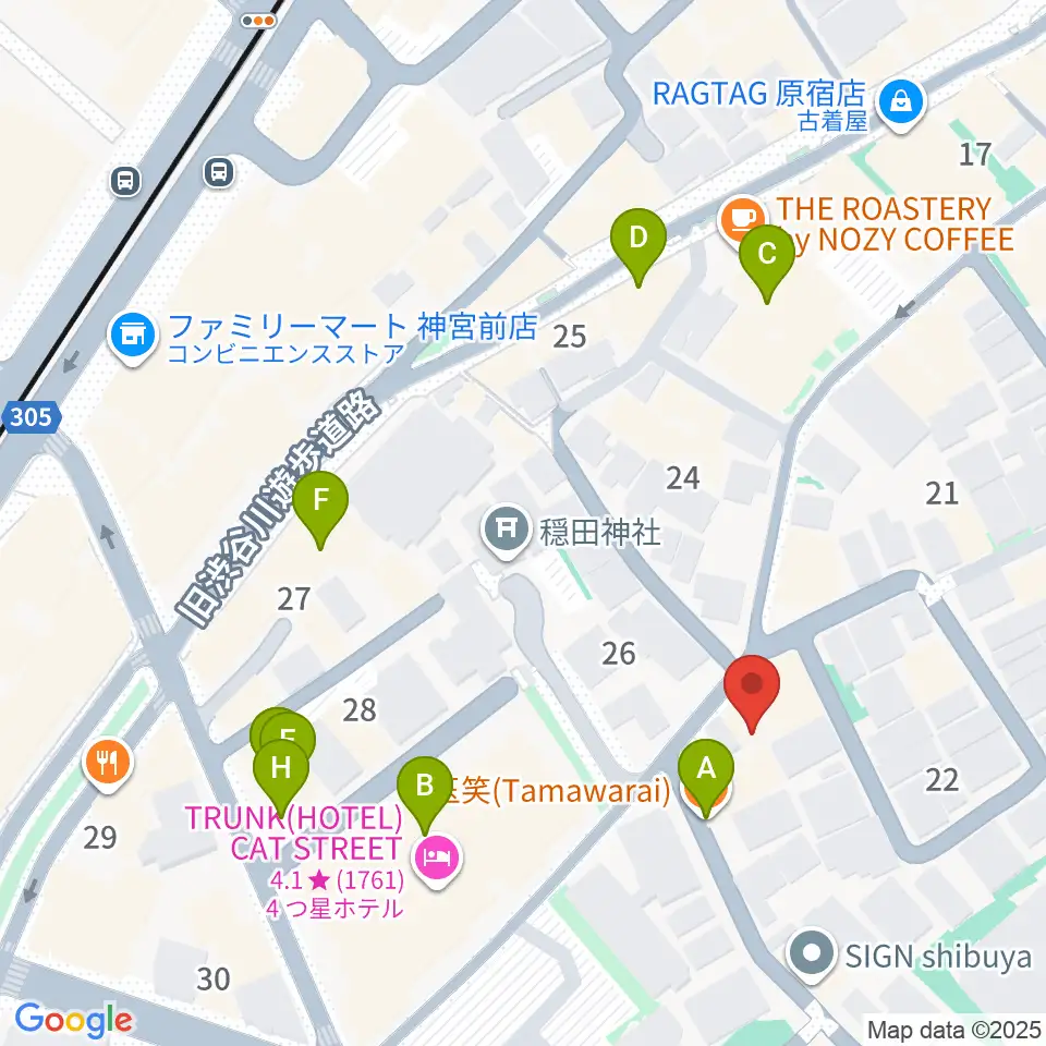 GLOCAL RECORDS周辺のファミレス・ファーストフード一覧地図