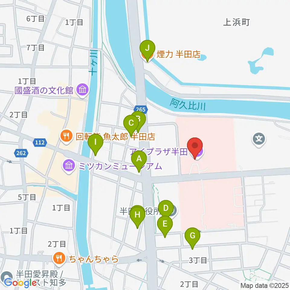 アイプラザ半田周辺のファミレス・ファーストフード一覧地図