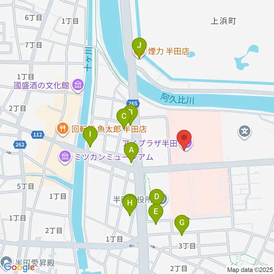 アイプラザ半田周辺のファミレス・ファーストフード一覧地図