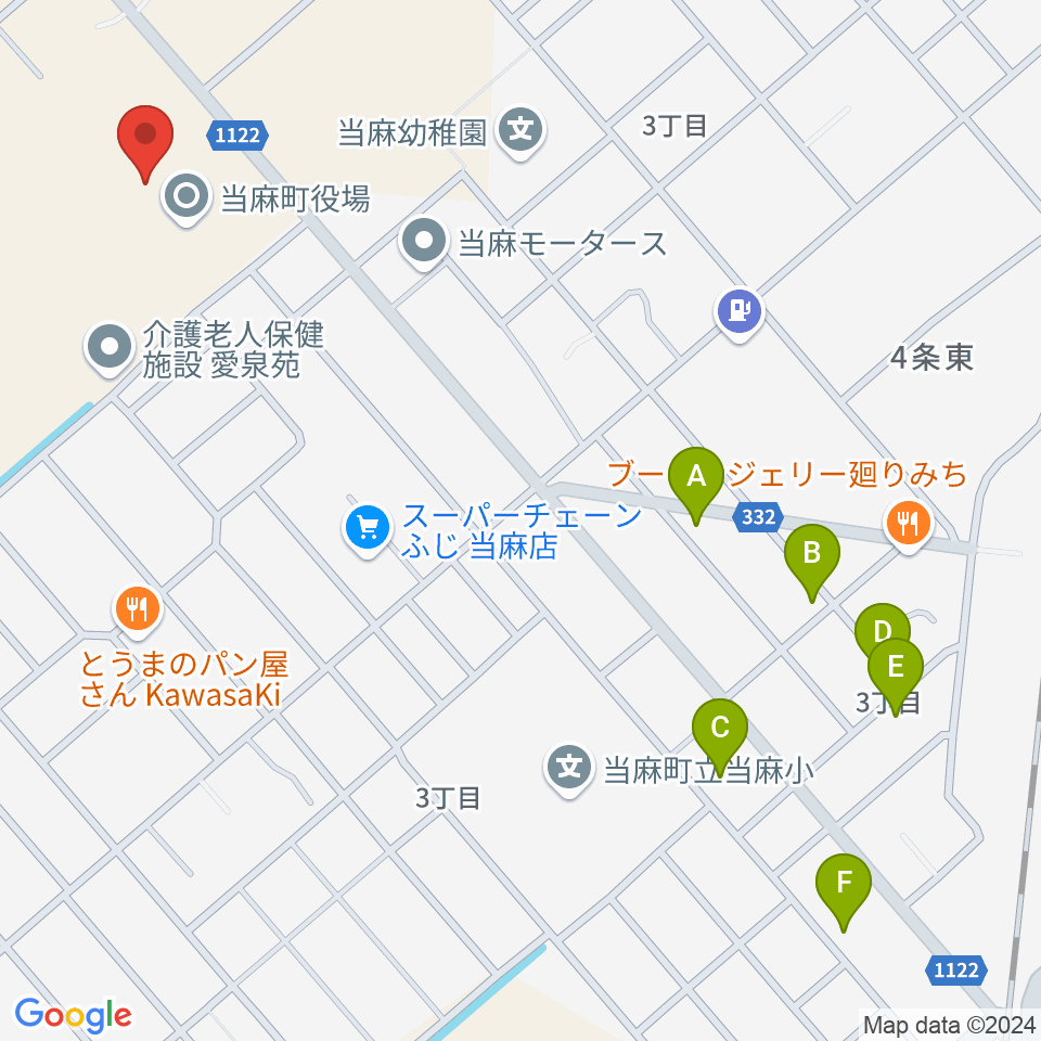 当麻町公民館 まとまーる周辺のファミレス・ファーストフード一覧地図