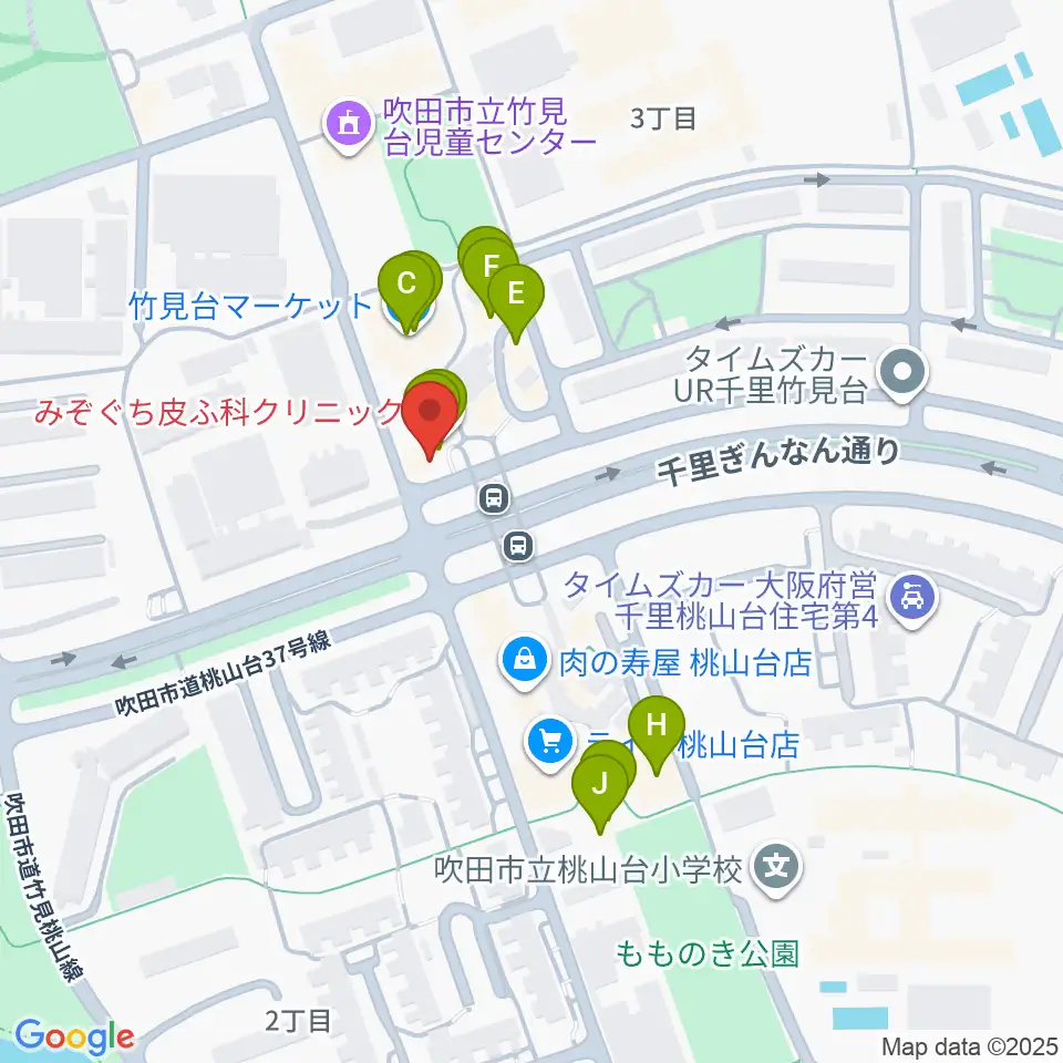 三木楽器 桃山台センター周辺のファミレス・ファーストフード一覧地図