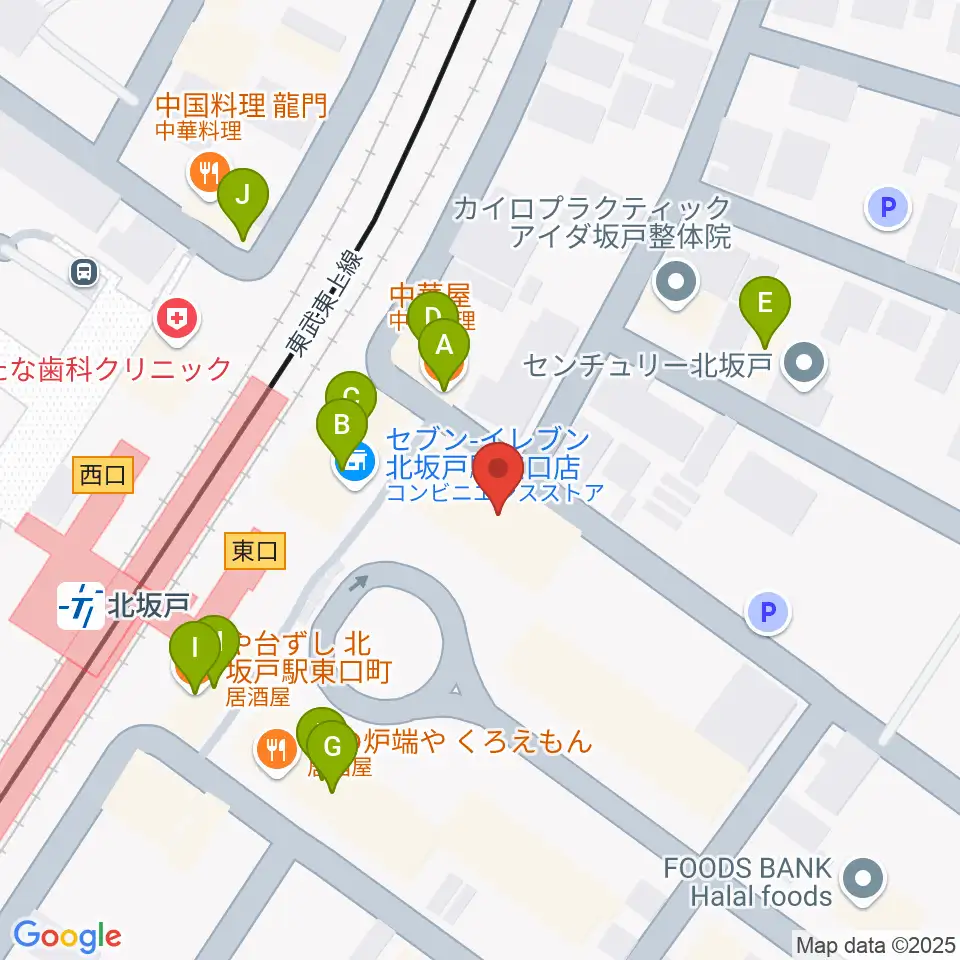 坂戸市文化施設オルモ周辺のファミレス・ファーストフード一覧地図