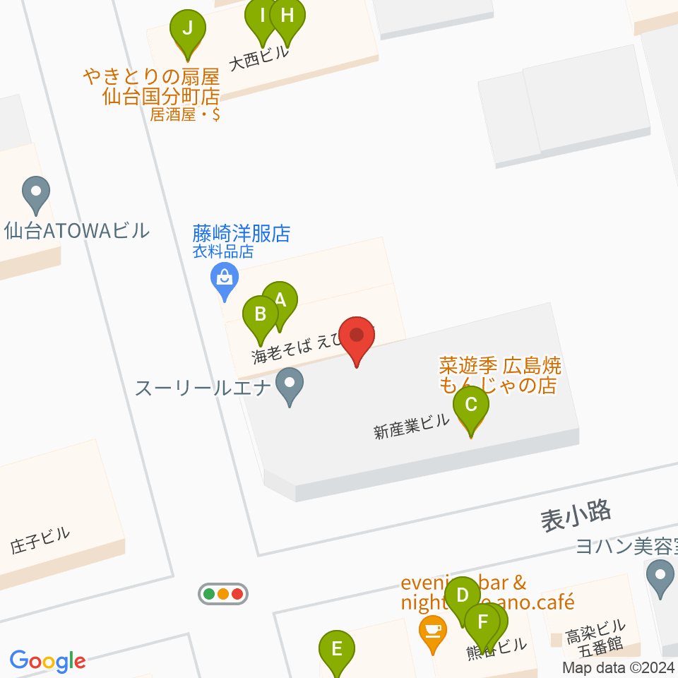 仙台リメンバー周辺のファミレス・ファーストフード一覧地図