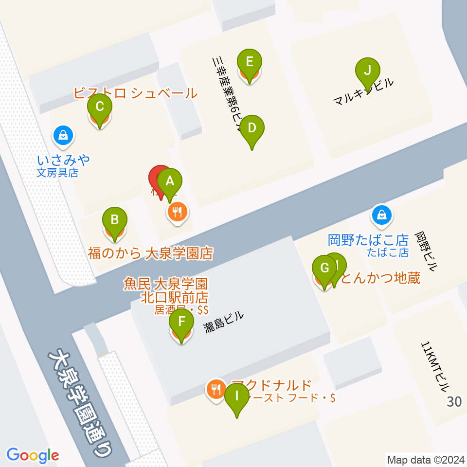 大泉学園アミズ・バー周辺のファミレス・ファーストフード一覧地図