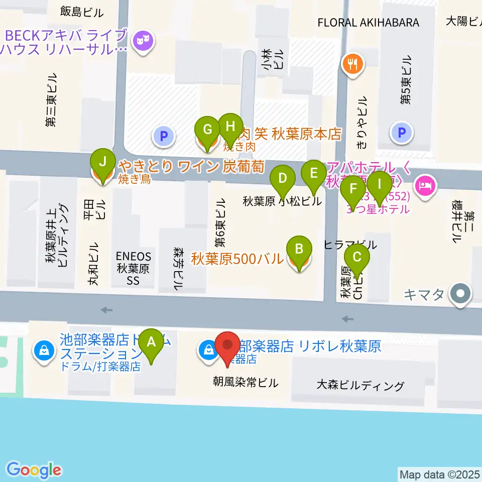 CLUB GOODMAN周辺のファミレス・ファーストフード一覧地図
